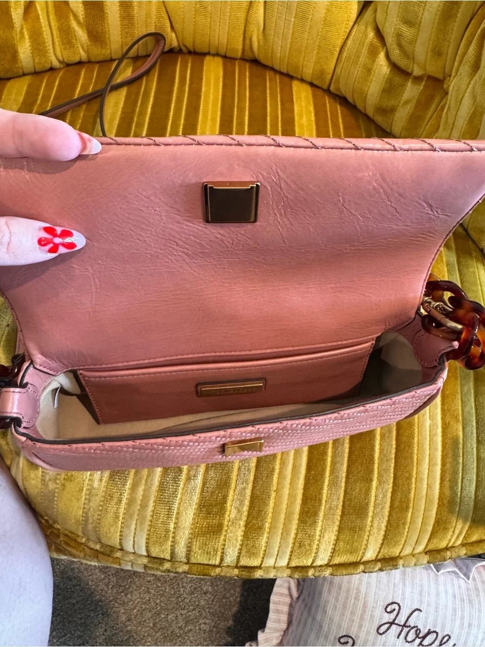 Tory Burch Blush Quilted Leather Chain-Trim Crossbody